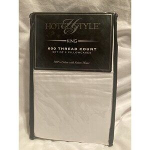 Hotel Style 600 Thread Count 100% Luxury Cotton Pillowcase Set King Arctic White